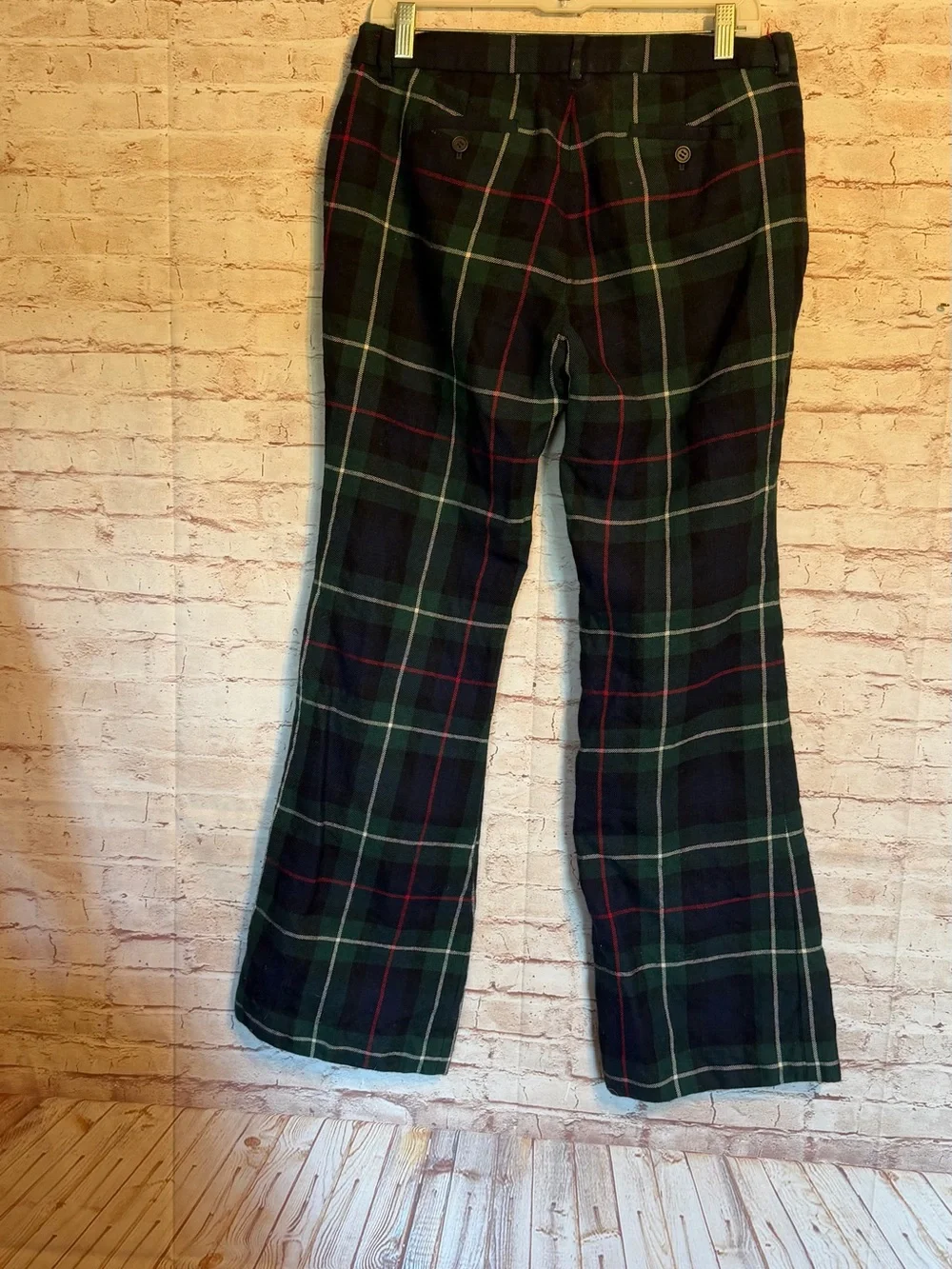 J. Crew vintage 100% Virgin wool flare city fit plaid pants size 8